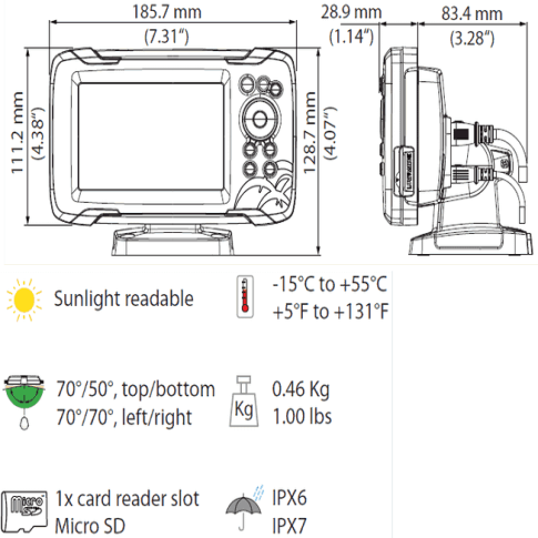 Sonda GPS Lowrance Hook Reveal 5" com Transdutor 50/200 HDI