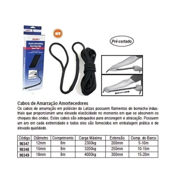 Cabo de Amarração Amortecedor, diam.12mm, 8M preto