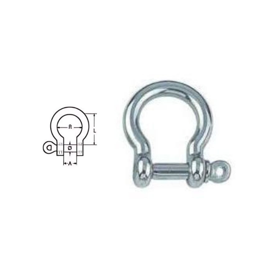 Manilha ferradura aço inox de 16 mm 12000kg Manilha ferradura aço inox de 16 mm 12000kg