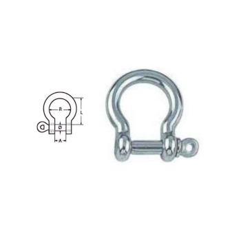 Manilha ferradura aço inox de 8 mm 2800kg