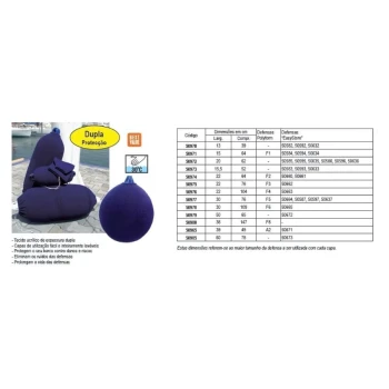 Capa p/defensas 30x109cm,azul