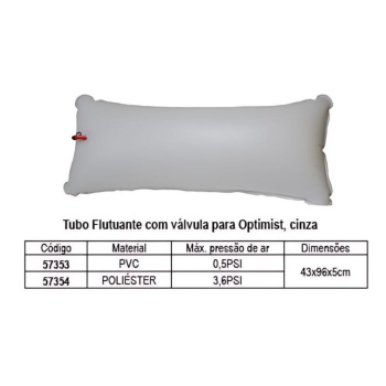 Tubo Flutuante c/ Válvula p/ Optimist, Cinza PVC