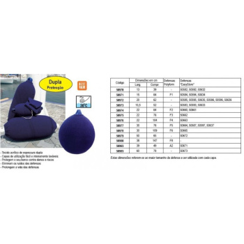 Capa p/defensas 13x39cm,azul