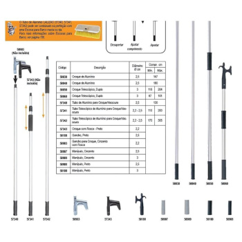 Cabo de Aluminio p/ Croque/ escova 130cmx2,5 dia.