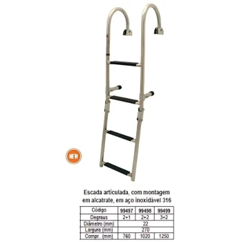 Escada articulada c/ montagem em alcatrate, 1 + 2 degraus, 250x645mm