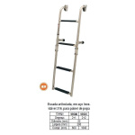 Escada articulada p/ painel de popa em aço inox 316, 2+1 degraus, 200x800mm