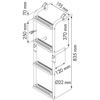 Escada Articulada - 2 + 2 Degraus - Inox