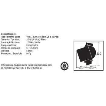 Bússola Mont. Antepara c/ mostrador,Vermelha 4 1/2 Pol.