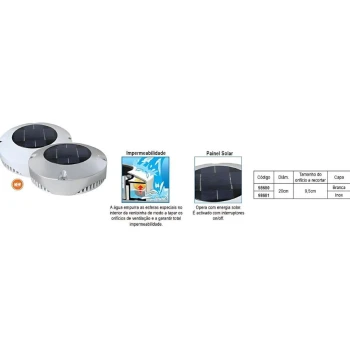 Ventilador solar, diam. 20cm, inox