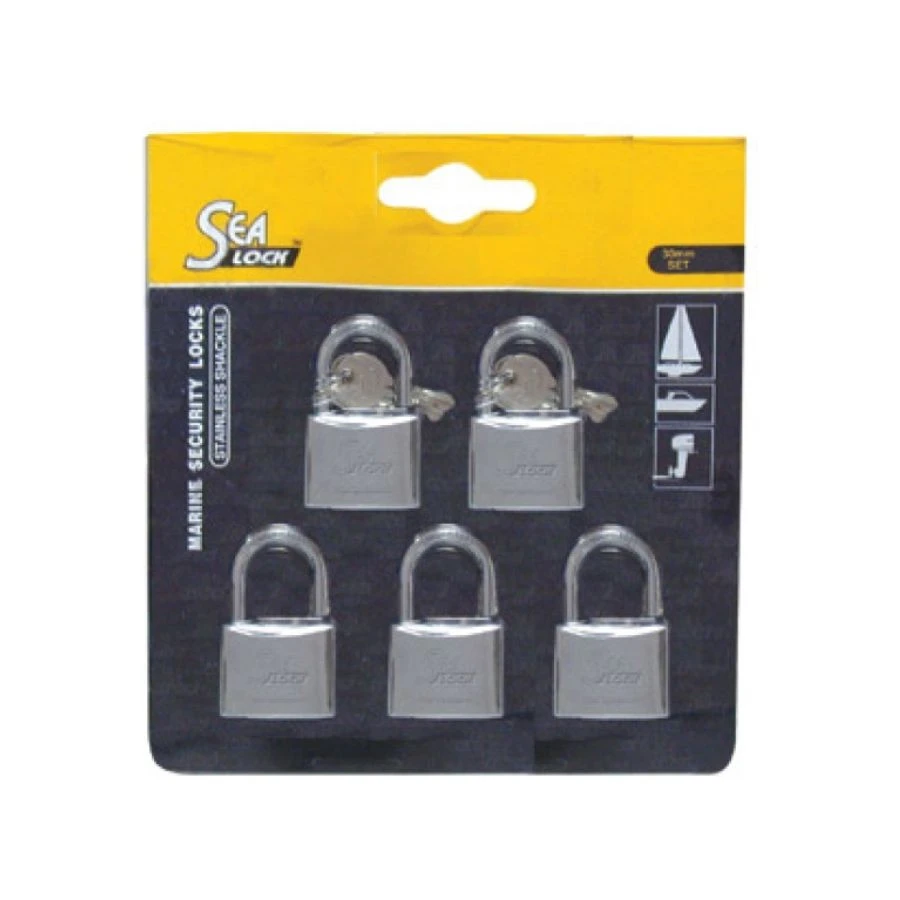 Conjunto 5 cadeados 30mm c/chave Conjunto 5 cadeados 30mm c/chave
