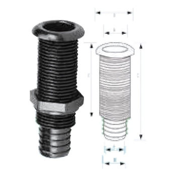 Passa-cascos com adaptador para mangueira