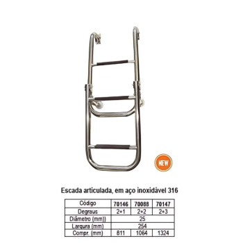 Escada articulada aço inox 316 2+3 degraus