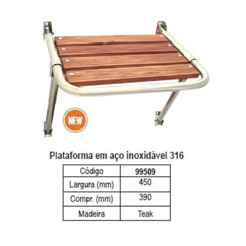 Plataforma em aço inox 316, 450x390mm