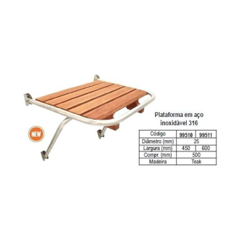 Plataforma em aço inox 316, 600x550mm
