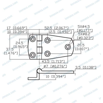 Dobradiça em Inox 3.5mm