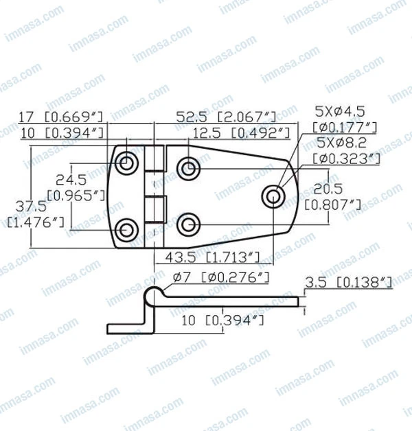 Dobradiça em Inox 3.5mm
