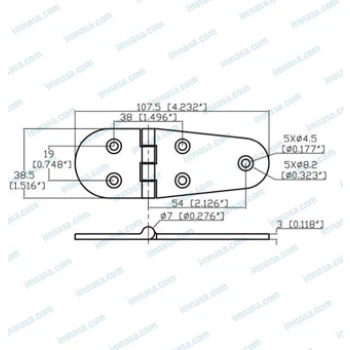 Dobradiça inox 3.2mm