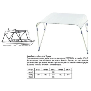 Capota alumínio VENUS branca 180x170x135cm