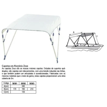 Capota alumínio ZEUS branca 240x190x135cm