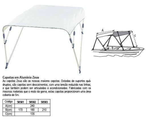 Capota alumínio ZEUS branca 240x210x135cm Capota alumínio ZEUS branca 240x210x135cm