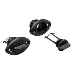 Bueira oval em poliamida com fixação com parafusos preta 54 x 33 mm