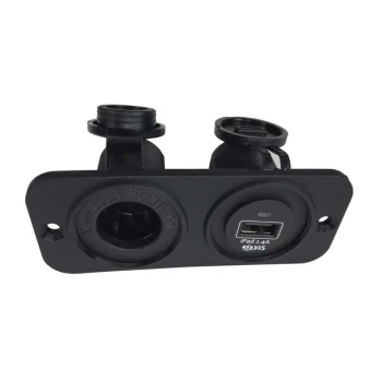 Ficha dupla, USB + isqueiro
