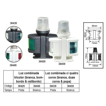 Luz combinada tricolor (branca,bombordo,estibordo)