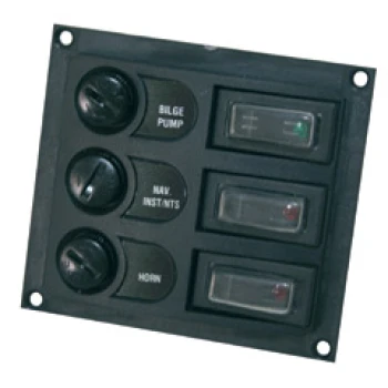 Base p/ quadro eléctrico, c/ interruptor e fusível, preto