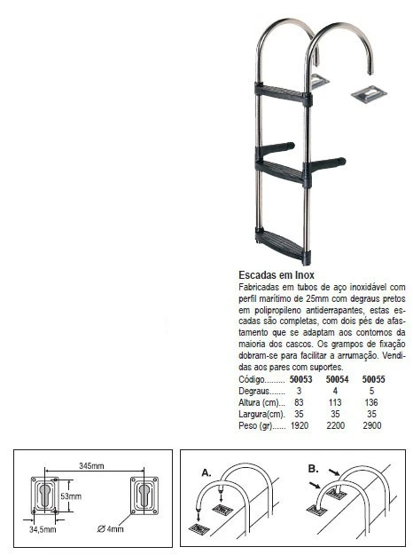 Escadas em inox -3 degraus