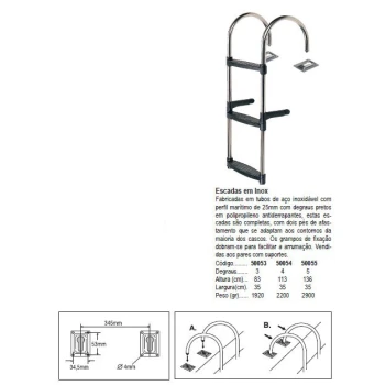 Escadas em inox -4 degraus