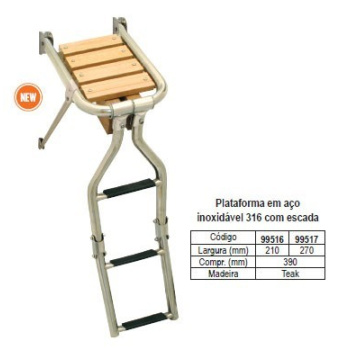 Plataforma em aço inox 316 c/ escada, 210x390mm