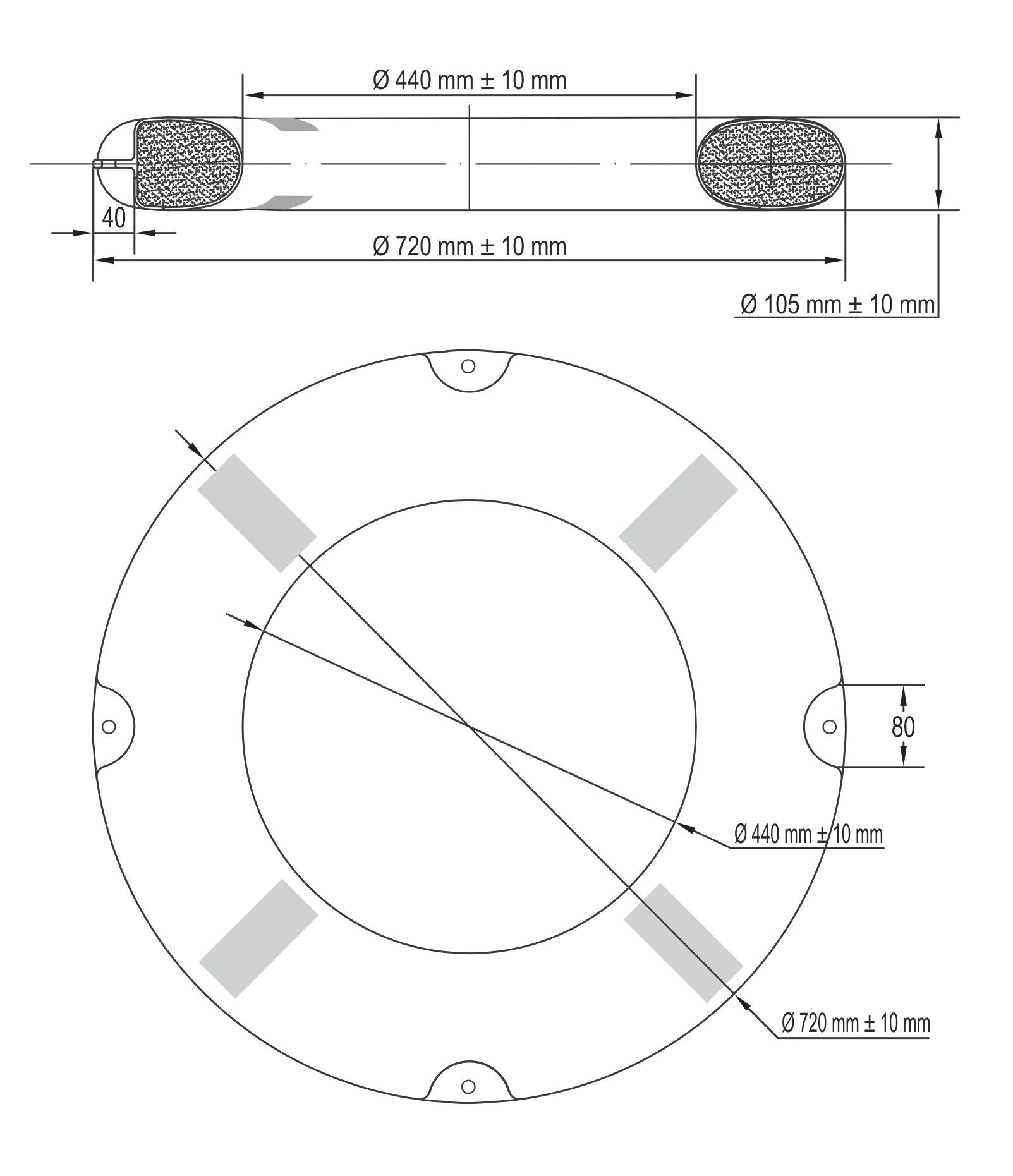 Bóia salva-vidas SOLAS de 2,5Kg homologada (código LSA)