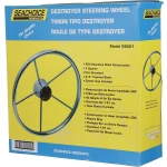 Volante Série Destroyer em aço inox com tampa de teca – Seachoice