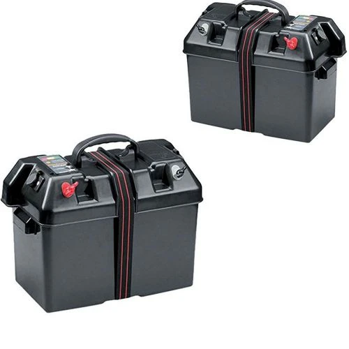Caixa de Transporte de Bateria - 1 Tomadas 12V - 2 USB -Indicador de Bateria Caixa de Transporte de Bateria - 1 Tomadas 12V - 2 USB -Indicador de Bateria