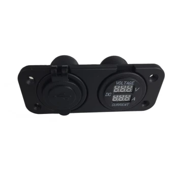Tomada 2 USB + Voltímetro e Amperímetro