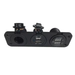 Tomada Isqueiro / Tomada 2 USB + Voltímetro e Amperímetro