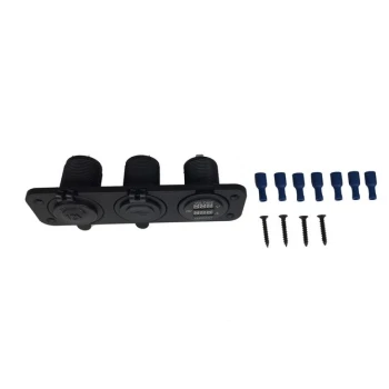 Tomada Isqueiro / Tomada 2 USB + Voltímetro e Amperímetro