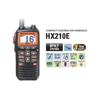 Rádio Vhf portátil marítimo STANDARD HORIZON HX210E, 6W, flutuante, compacto