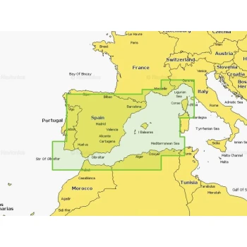 Carta Navionics+ - Sul de Portugal, Espanha e Costa do Mediterrâneo - NAEU010R