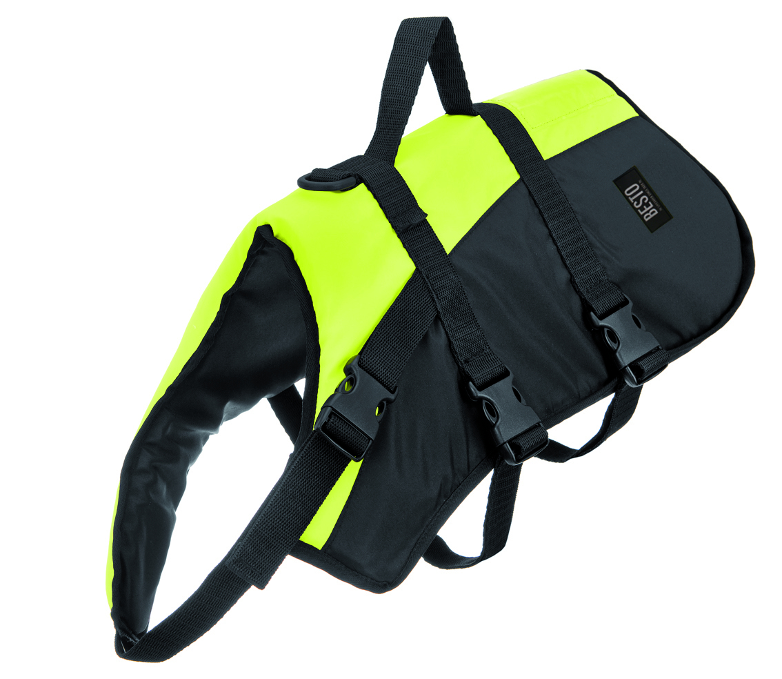 Colete Salva-Vidas Cão - Amarelo Semi Fluorescente / Preto Colete Salva-Vidas Cão - Amarelo Semi Fluorescente / Preto