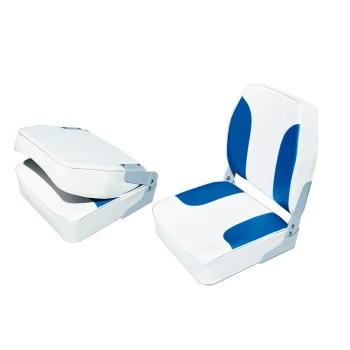 Banco rebatível em couro sintético branco e azul