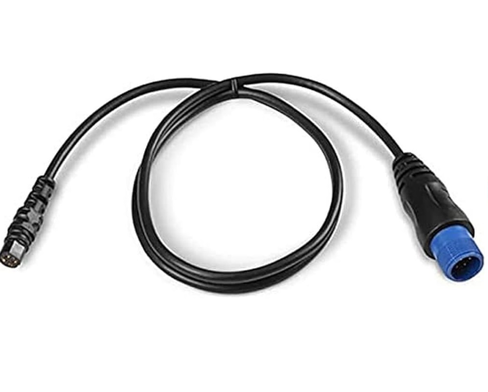 Cabo adaptador para ligar um transdutor de 8 pinos a uma sonda Garmin de 4 pinos. Cabo adaptador para ligar um transdutor de 8 pinos a uma sonda Garmin de 4 pinos.