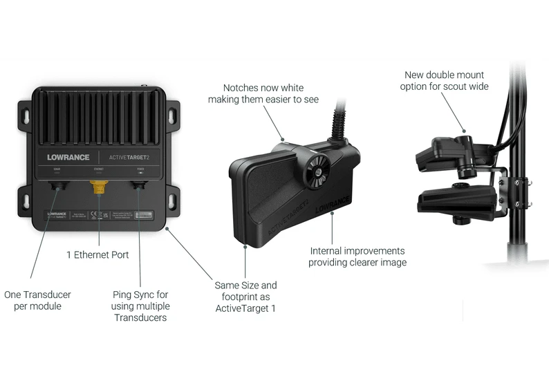 Transdutor Lowrance Active Target™ 2 (kit Módulo ActiveTarget™2 + Transdutor + Suportes) Transdutor Lowrance Active Target™ 2 (kit Módulo ActiveTarget™2 + Transdutor + Suportes)
