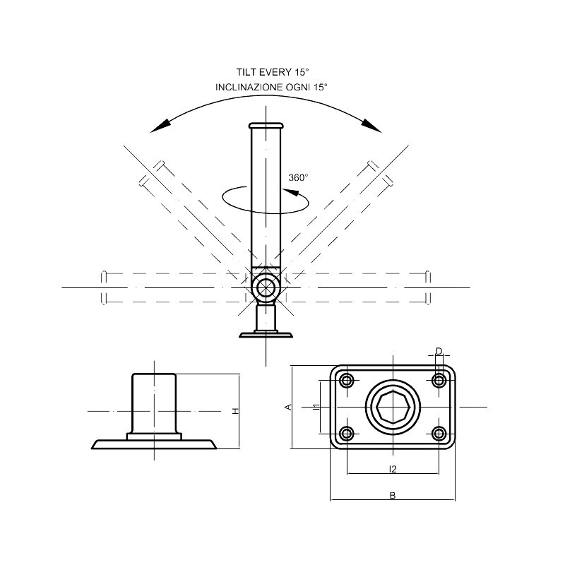 ADJUSTABLE ROD HOLDER Ø MM.40 ADJUSTABLE ROD HOLDER Ø MM.40