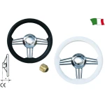 Volante 3 Raios-D.355mm-Prof.60mm - INOX - Preto