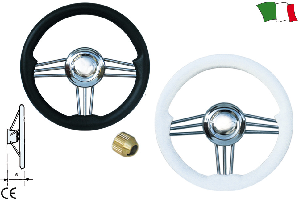 Volante 3 Raios-D.355mm-Prof.60mm - INOX - Preto Volante 3 Raios-D.355mm-Prof.60mm - INOX - Preto