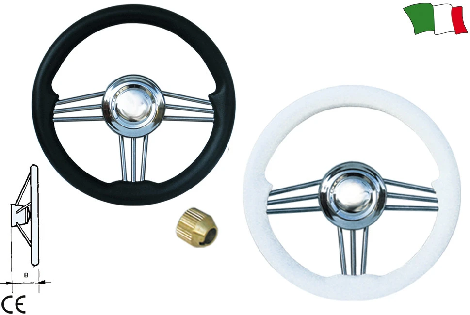 Volante 3 Raios-D.355mm-Prof.60mm - INOX - Preto Volante 3 Raios-D.355mm-Prof.60mm - INOX - Preto