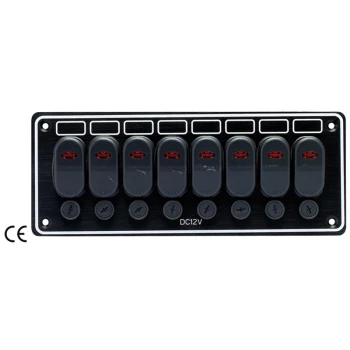 Painel Elétrico de 8 Interruptores - 240x95mm - 7x15A + 1x5A - 12V