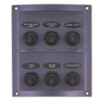 Quadro Elétrico Preto de 6 Interruptores - 12V - IP65
