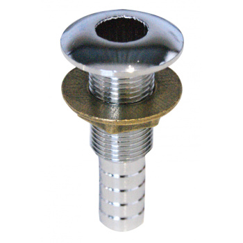 CHROMED BRASS THROUGH HULL WITH HOSE CONNECTION